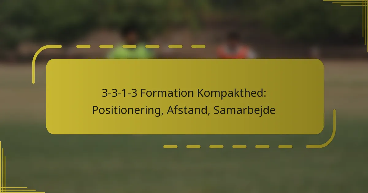 3-3-1-3 Formation Kompakthed: Positionering, Afstand, Samarbejde