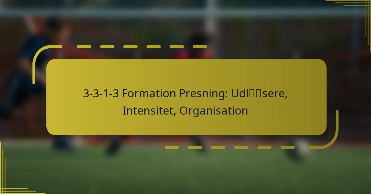 3-3-1-3 Formation Presning: Udløsere, Intensitet, Organisation