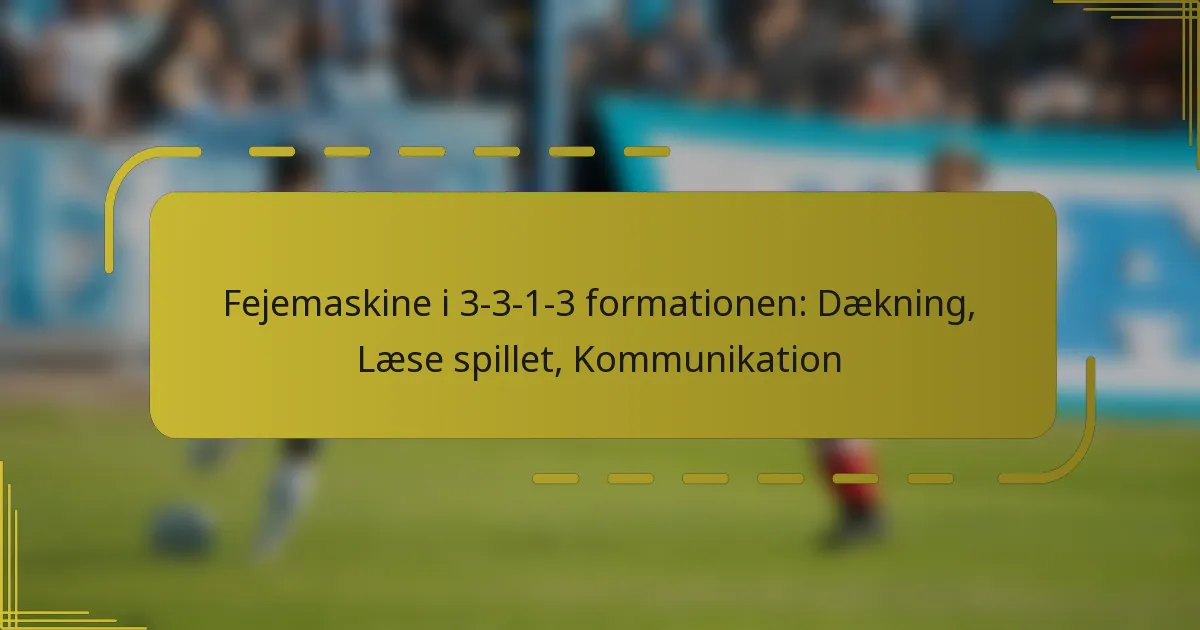 Fejemaskine i 3-3-1-3 formationen: Dækning, Læse spillet, Kommunikation