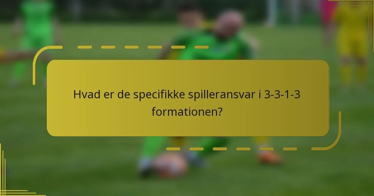 Hvad er de specifikke spilleransvar i 3-3-1-3 formationen?
