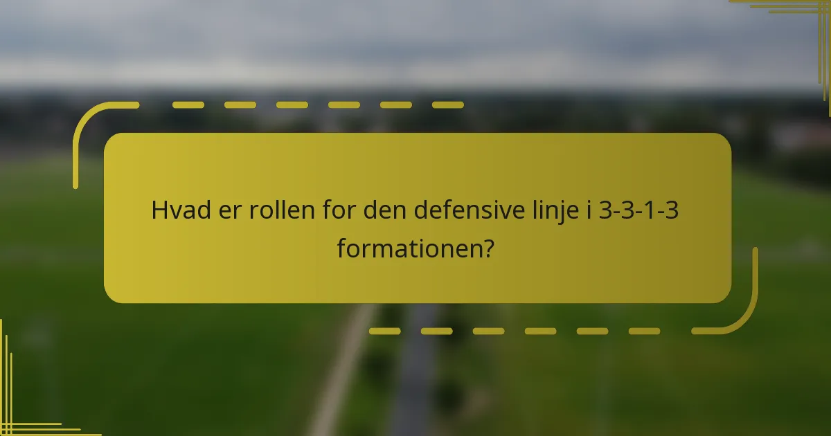 Hvad er rollen for den defensive linje i 3-3-1-3 formationen?