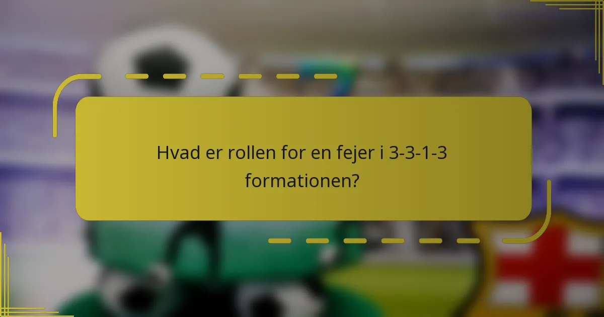 Hvad er rollen for en fejer i 3-3-1-3 formationen?