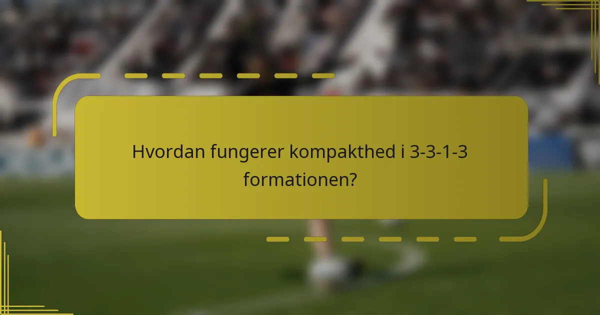 Hvordan fungerer kompakthed i 3-3-1-3 formationen?